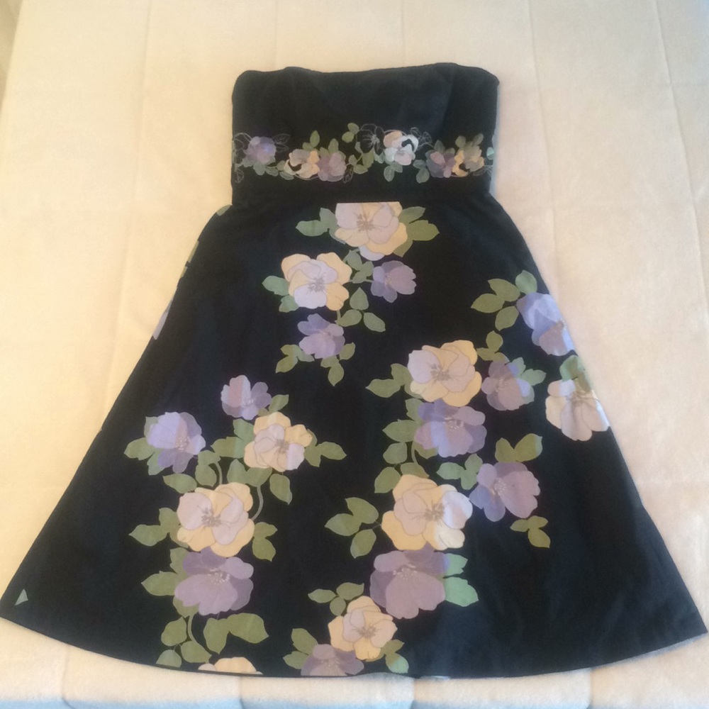 Ann Taylor Loft blue strapless summer dress 0P